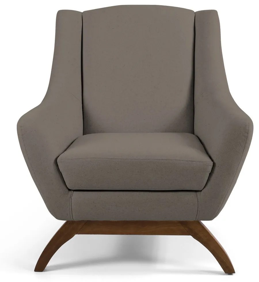 Kit 02 Poltronas Decorativas Sala de Estar Base de Madeira Naomi Veludo Bege G15 - Gran Belo