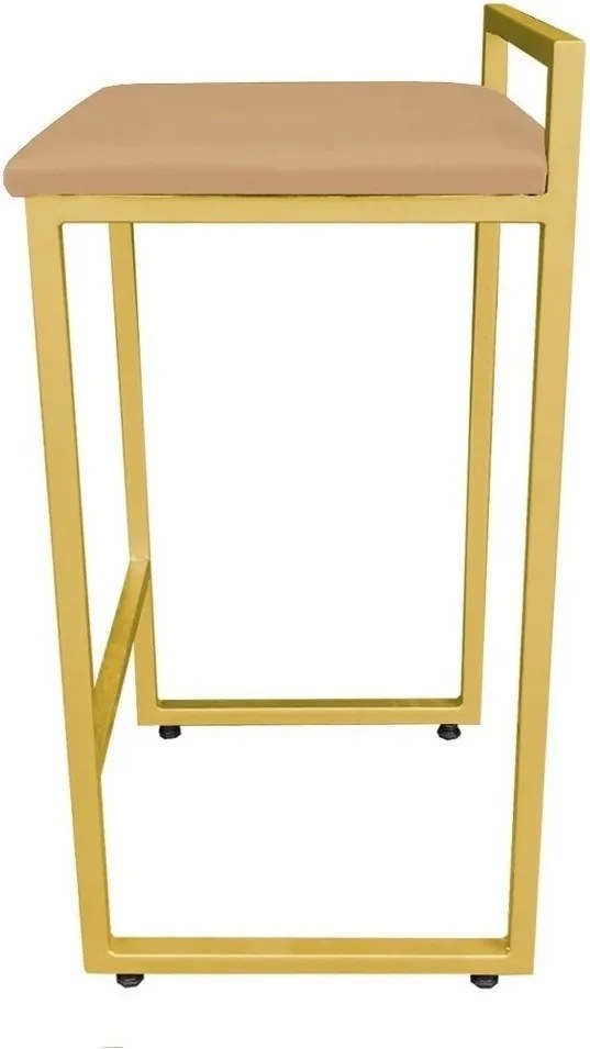 Conjunto 02 Banquetas Pietra Suede Base Dourado D03 - D'Rossi - Caramelo sisal