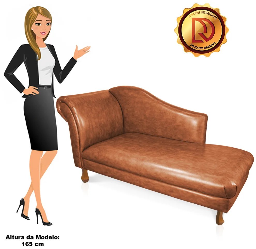 Divã Recamier Samartim 165 cm Corano Nozes Pés Retrô M11 - D'Rossi