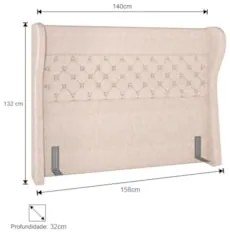 Cabeceira Cama Box Casal 140cm Trinidad Z37 Linho Cru - Mpozenato