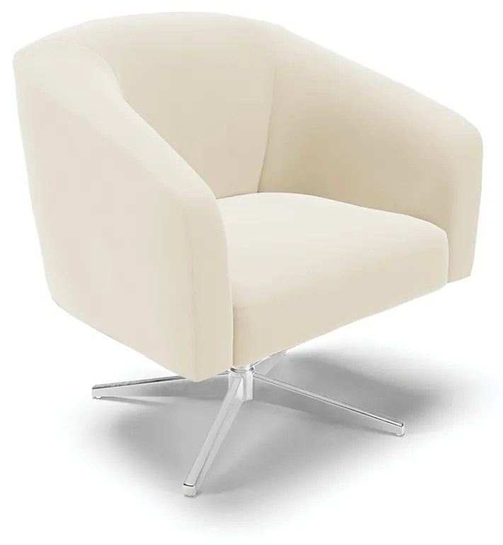 Poltrona Decorativa Giratória Cromada Stella Veludo D03 - D'Rossi - Bege