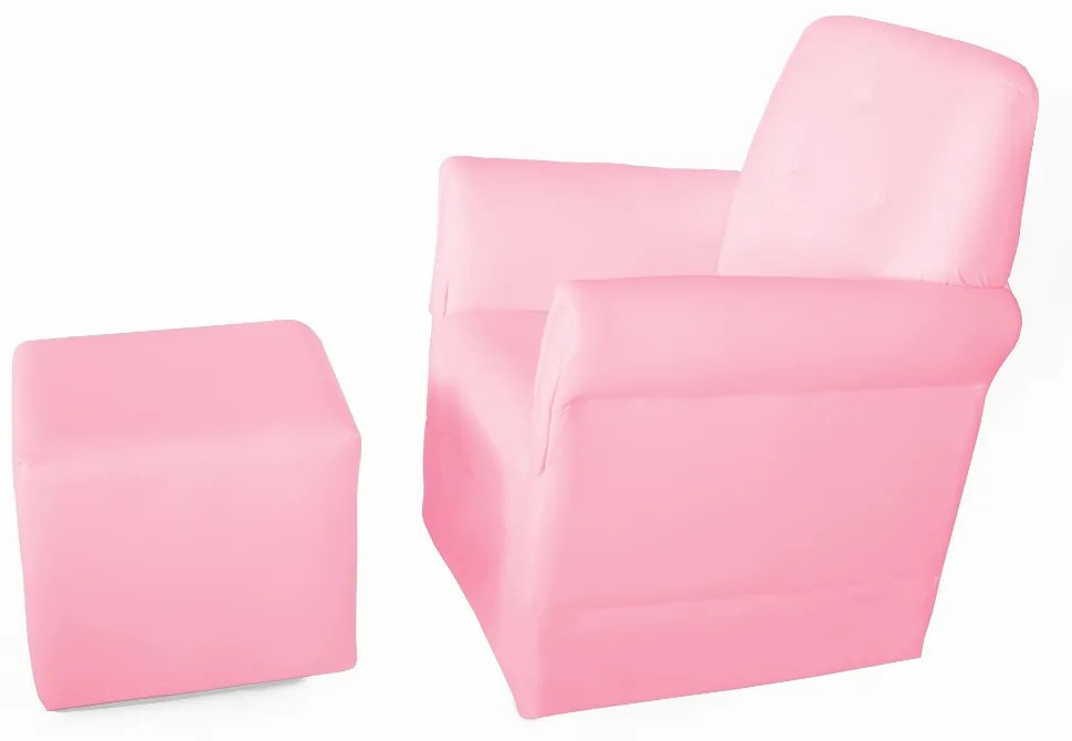 Poltrona Suzi Amamentação Balanço + Puff Suzi Courino Rosa
