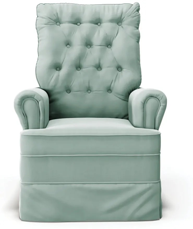 Poltrona de Amamentação com Balanço Laura Veludo Base de Madeira G01 - D'Rossi - Verde Turquesa