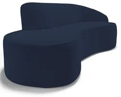 Sofá Living  4 Lugares 300cm Braço Direito Mozart D06 Veludo Azul - Mp