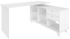 Mesa Para Computador Escrivaninha Em L Gold 2 Gavetas e Nichos Branco