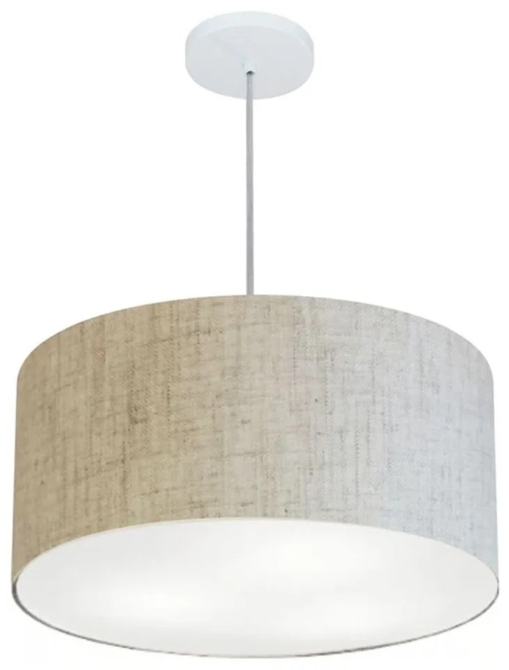Lustre Pendente Cilíndrico Md-4243 Cúpula em Tecido 45x25cm Rustico Bege - Bivolt