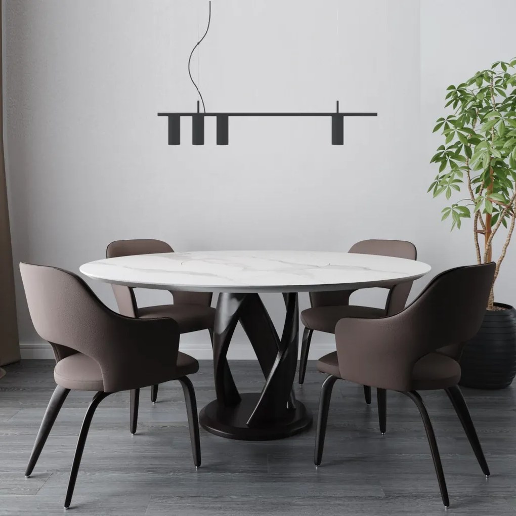 Pendente Retângular 100X5,5X18,5Cm Tubo Assimetrico Alumínio 4Xmr16 -... (PRETO)