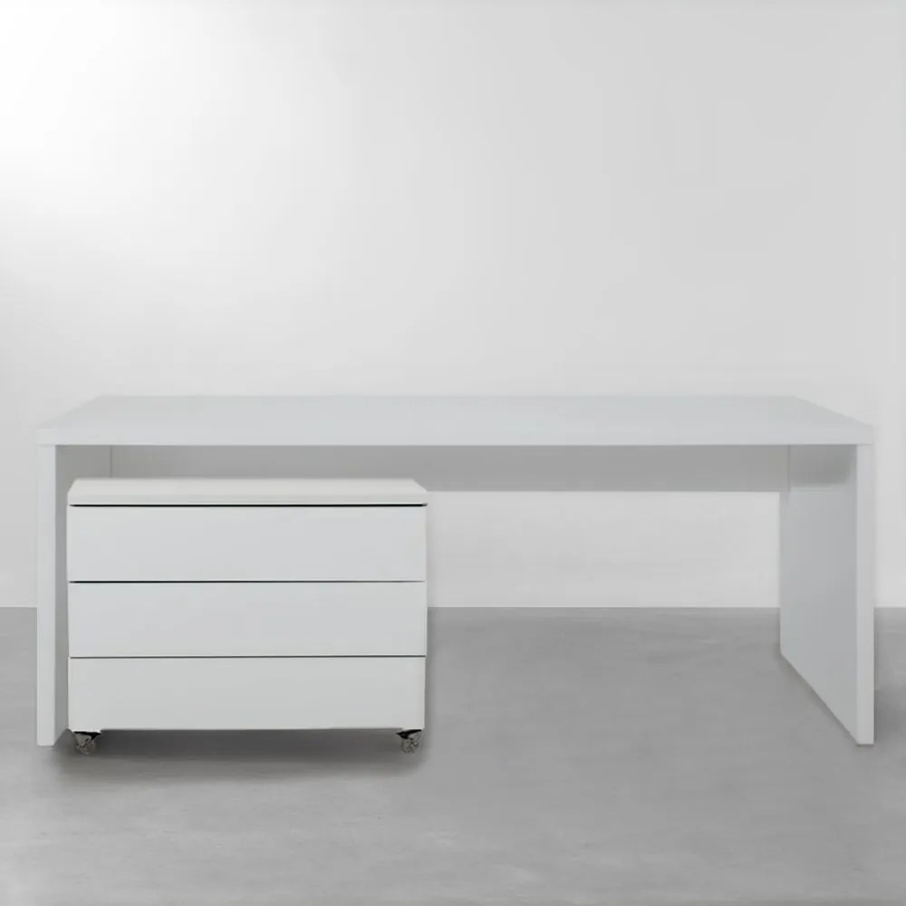 Conjunto Bancada Contemporânea Branco - 2,06m + Módulo Contemporâneo 3 gavetas Branco - 85cm