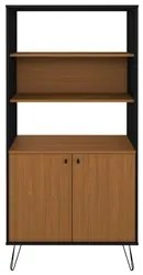 Mesa Escrivaninha em L Golden e Estante Livreiro 2 Portas Lit A06 Frei