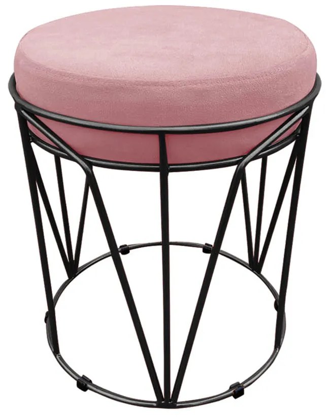 Kit 02 Puffs Multiuso com Mesa Babu 2 em 1 Suede Rose Base Preto - D'Rossi