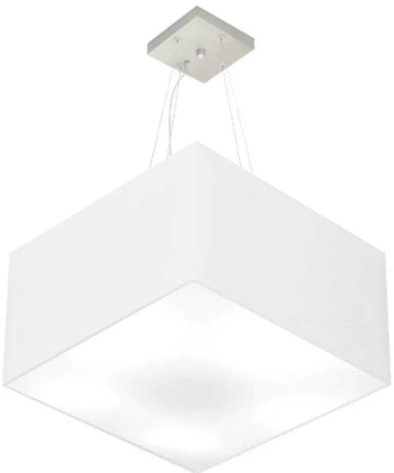 Lustre Pendente Quadrado Md-4199 Cúpula em Tecido 30/60x60cm Branco - Bivolt