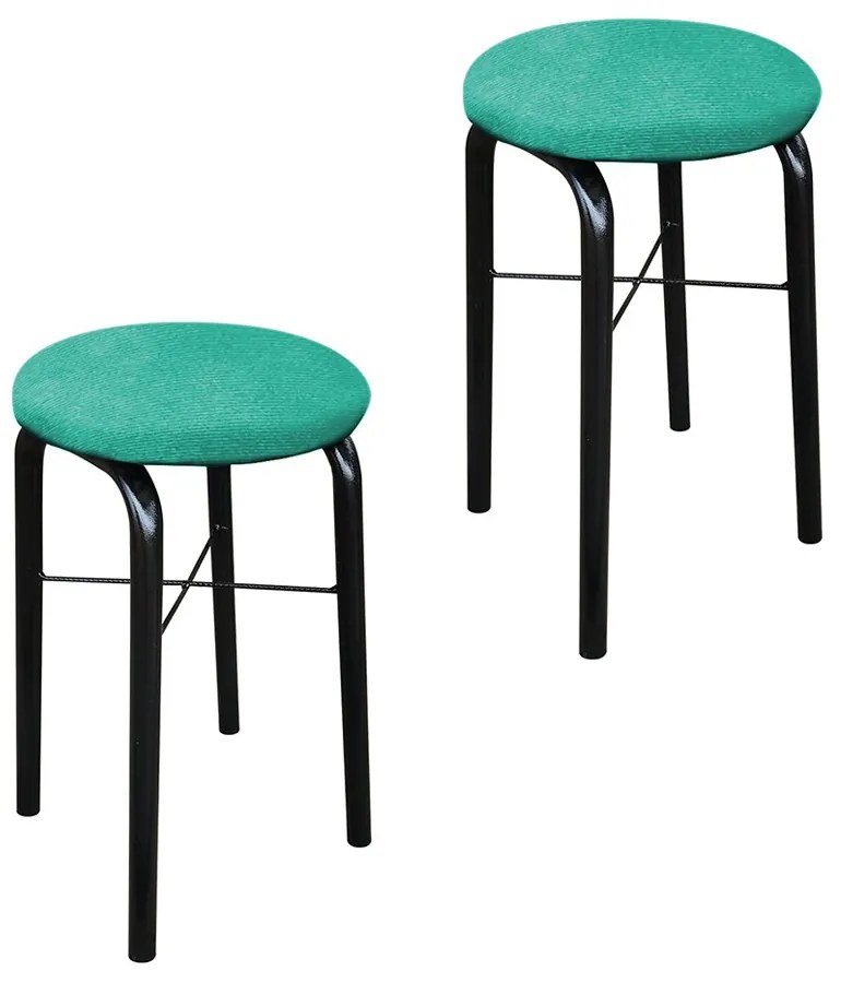 Kit 02 Banquetas Baixa Manu Suede - Verde Turquesa