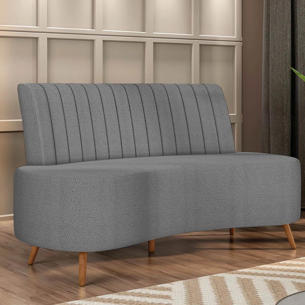 Sofá 2 Lugares Living 160cm Pé Palito Maraú Bouclê K01 - D'Rossi - Cinza claro