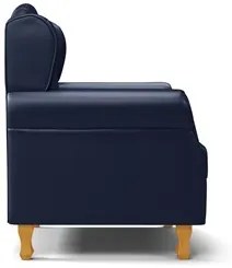 Poltrona de Amamentação Pés Madeira e Puff Letícia Sintético Azul Mari