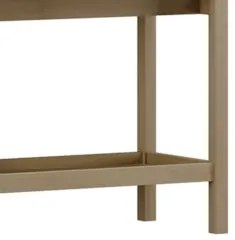 Mesa Lateral Com Prateleira Pé Madeira Soleil Oak/Cinza F07 - Mpozenat