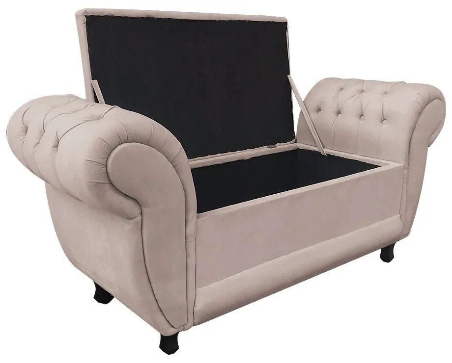 Recamier Baú Londres 1,20 m Suede D'Rossi - Bege
