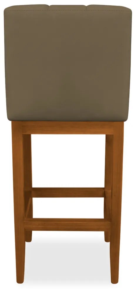 Banqueta Alta Sueli Base Madeira Maciça Estofada Suede Marrom