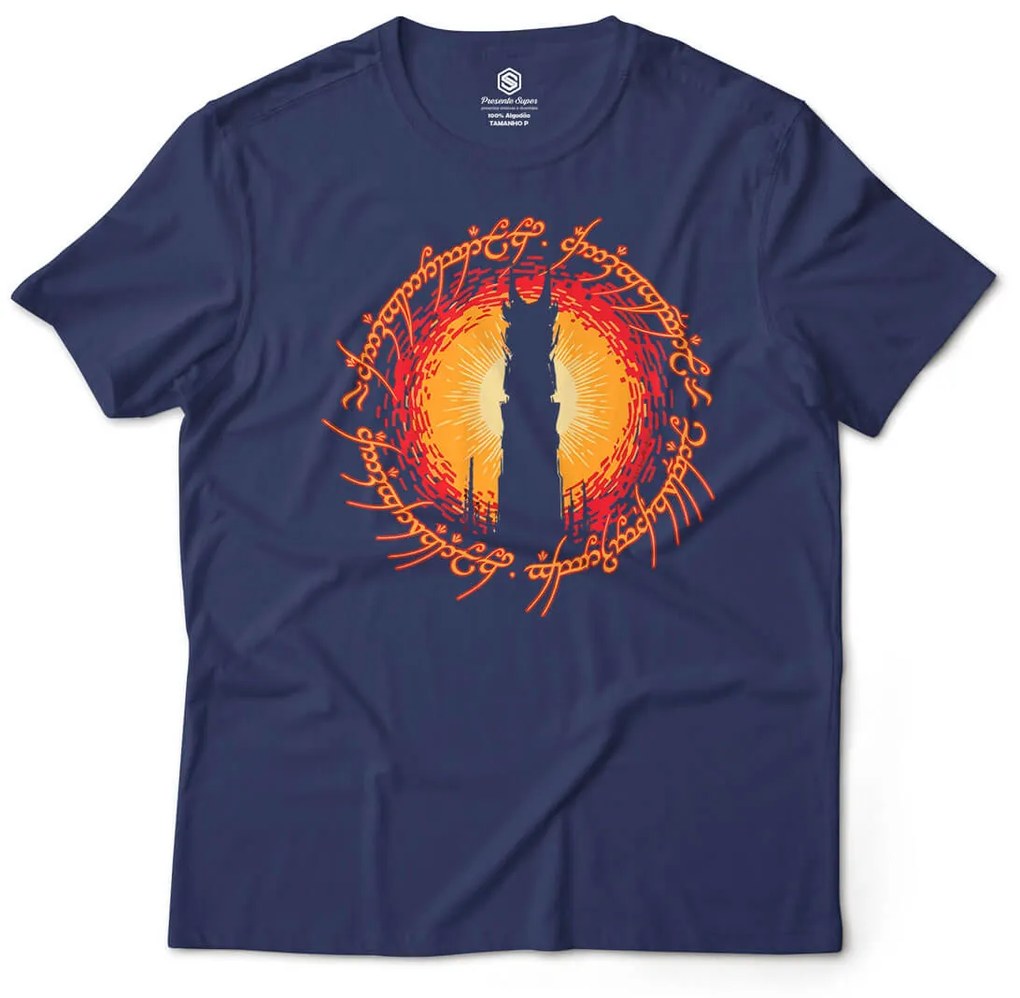 Camiseta Unissex Mordor Ring O Senhor dos Anéis Geek Nerd - Azul Marinho - GG