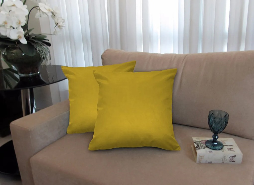 Almofada Decorativa 40x40 Tecido Suede Amarelo
