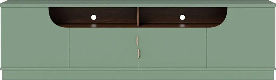 Rack Bancada Portas com Dobradiças Puxadores em Alumínio Girona 200cm MDP TV até 75 Hortelã/Amêndoa G73 - Gran Belo