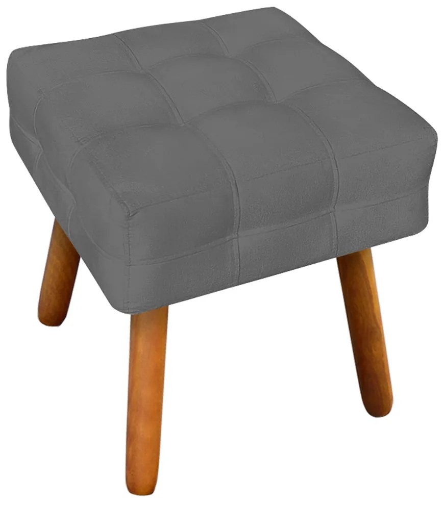 Puff Decorativo Pés Palito Karen Suede Grafite G19 - Gran Belo