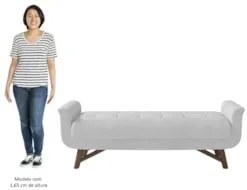 Puff Recamier Calçadeira 195cm Base Madeira Neville Z37 Boucle Branco