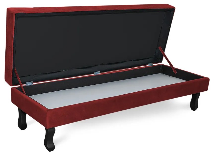 Puff Baú Decorativo Capitonê Luis XV 100x40cm Suede Vermelho - Sheep Estofados - Vermelho