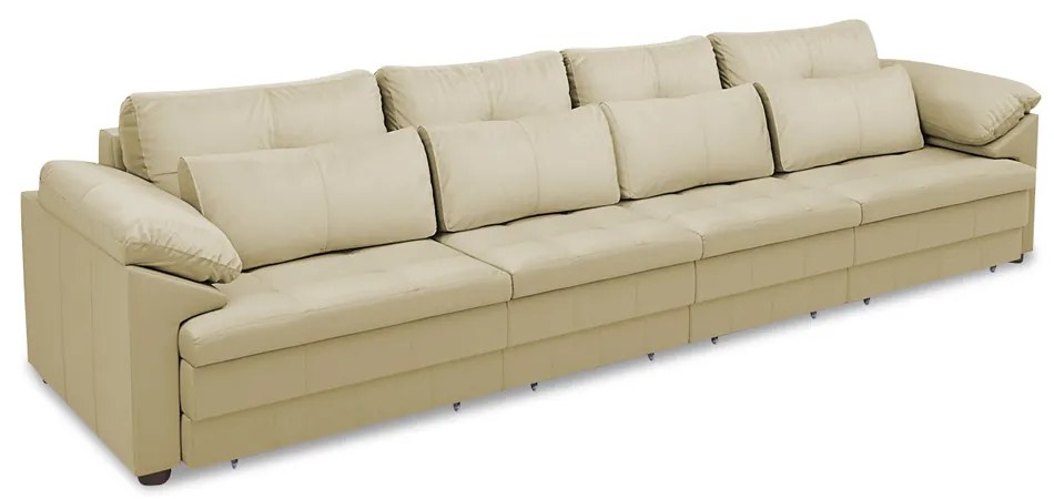 Sofá Retrátil Manual Sala de Estar Nolan Bipartido 414cm Conforto Premium em Couro Bege G58 - Gran Belo