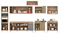 Armário de Cozinha Modulada de Canto 9 Peças CP04 Balcão Castanho/Cinz