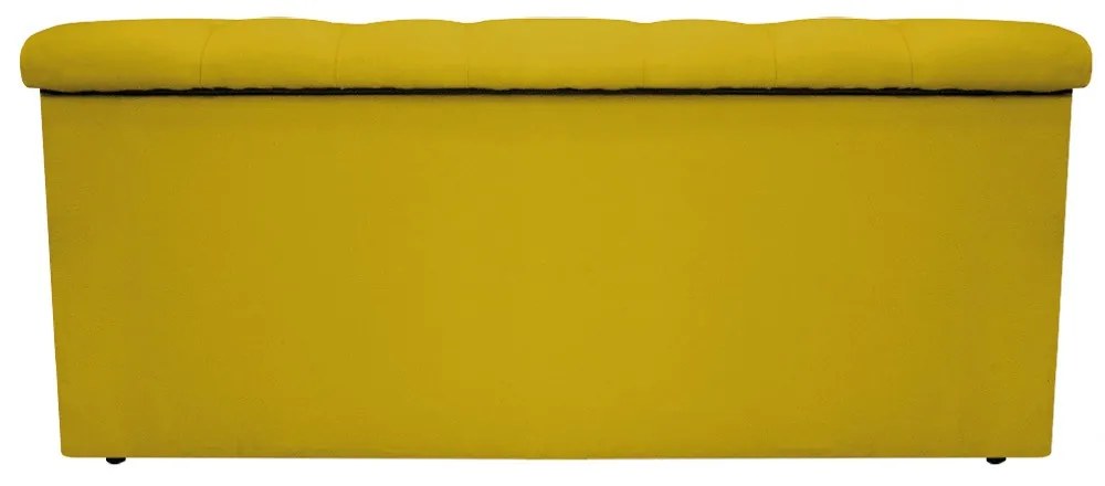 Recamier Baú Estofada Mel 90 cm Solteiro Com Capitonê  Suede Amarelo - ADJ Decor
