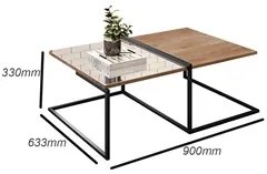 Mesa de Centro com Espelho Pés Metálicos Estilo Industrial Loft D09 De