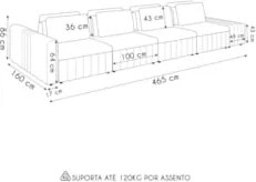 Sofá Ilha e Puff Sala Living 465cm Siesta M22 Linho Areia - Mpozena