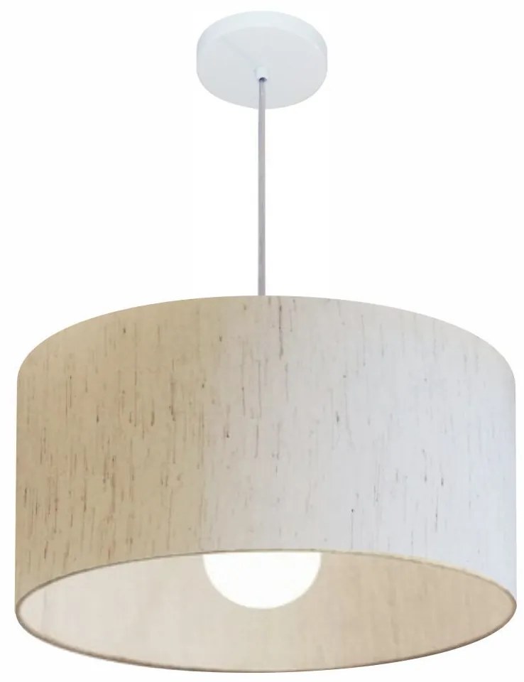 Lustre Pendente Cilíndrico Md-4206 Cúpula em Tecido 50x25cm Linho Bege - Bivolt