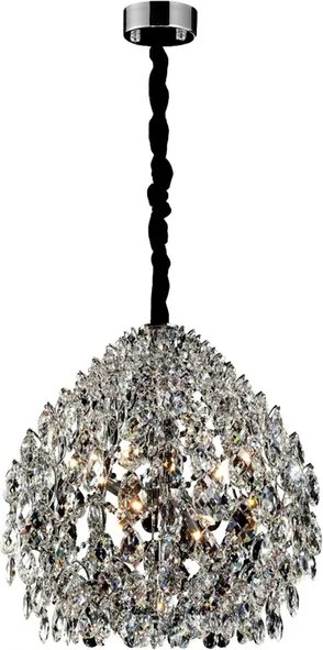 Pendente Cristal E Metal Cromado 80Cm Glamour