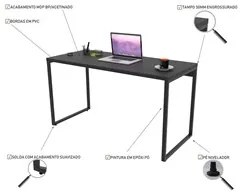 Kit 2 Mesas de Escritório Office 135cm Estilo Industrial Prisma C08 Pr