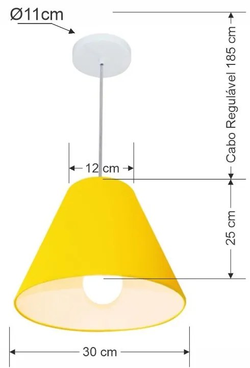 Lustre Pendente Cone Md-4028 Cúpula em Tecido 25/30x12cm Amarelo - Bivolt