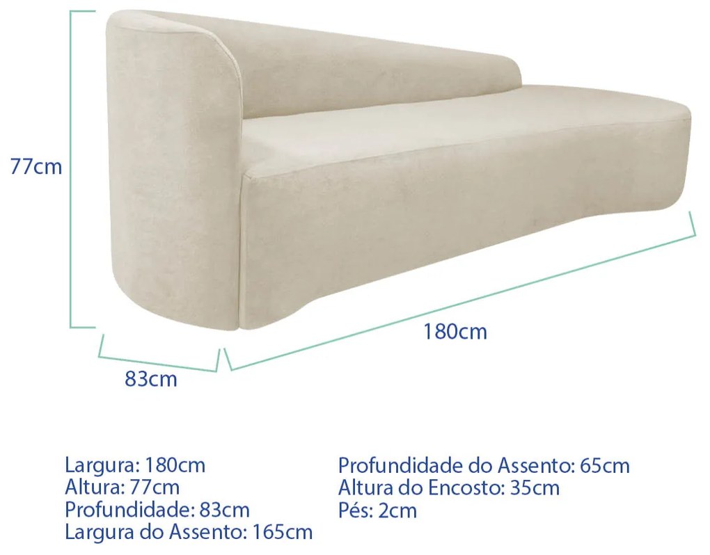 Kit Sofá Curvo França 180cm LD. e 2 Poltronas Luiza Max Conforto, Elegância e Design Moderno Bouclé