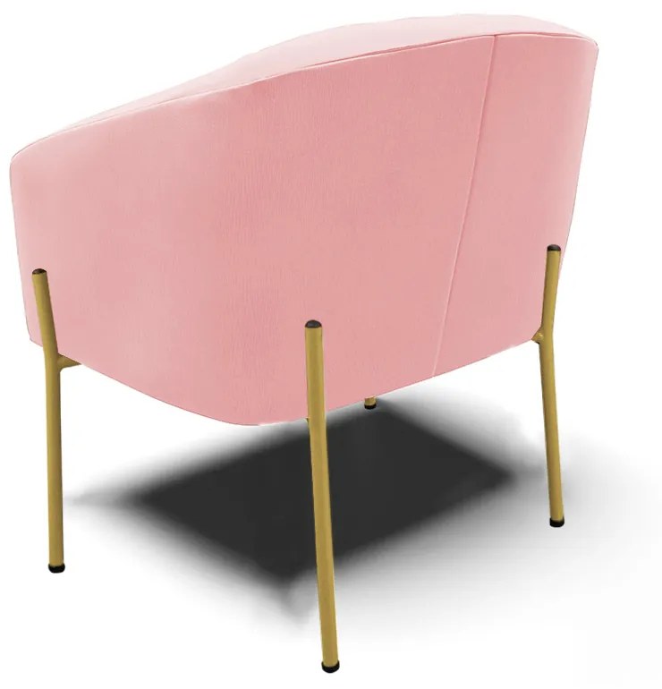 Poltrona Decorativa Pé de Ferro Dourado Kit 2 Stella Suede D03 - D'Rossi - Rosa Bebê