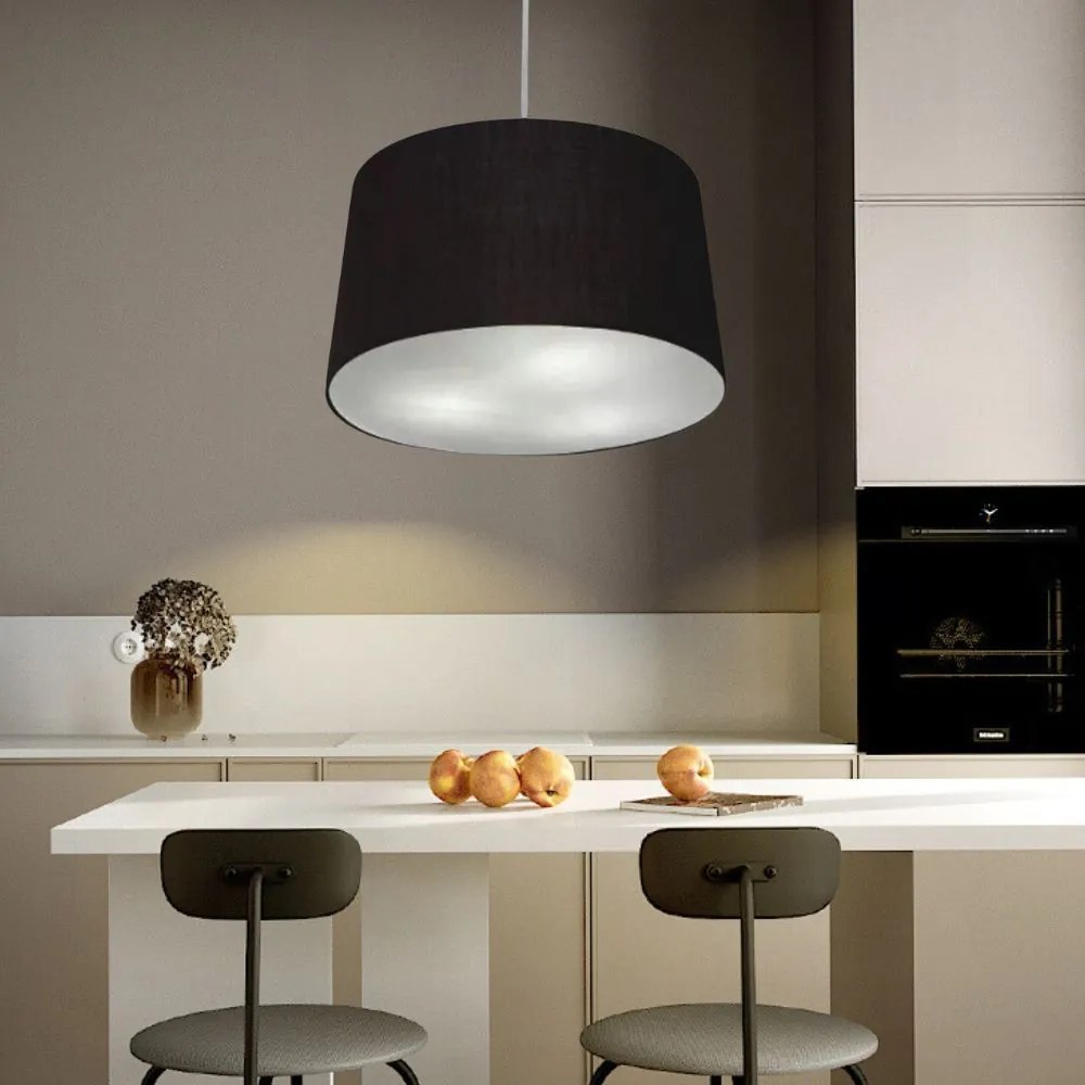 Lustre Pendente Cone Md-4156 Cúpula em Tecido 30/45x40cm Preto - Bivolt