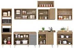 Armário de Cozinha Modulada de Canto 8 Peças CP01 Balcão Castanho/Cinz