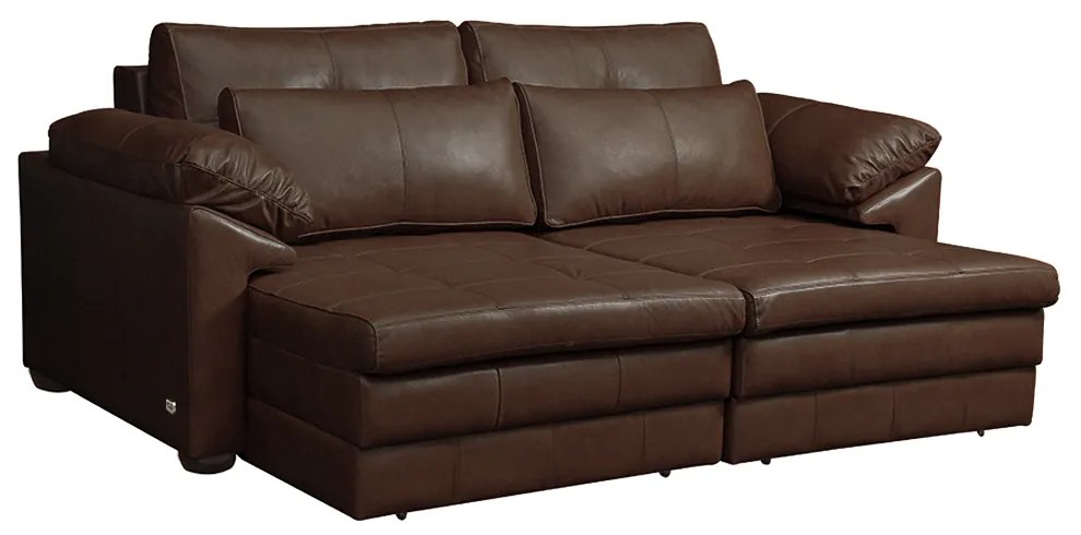 Sofá Decorativo Piece Bipartido Retrátil Sala de Estar 215cm Couro Caramelo G58 - Gran Belo