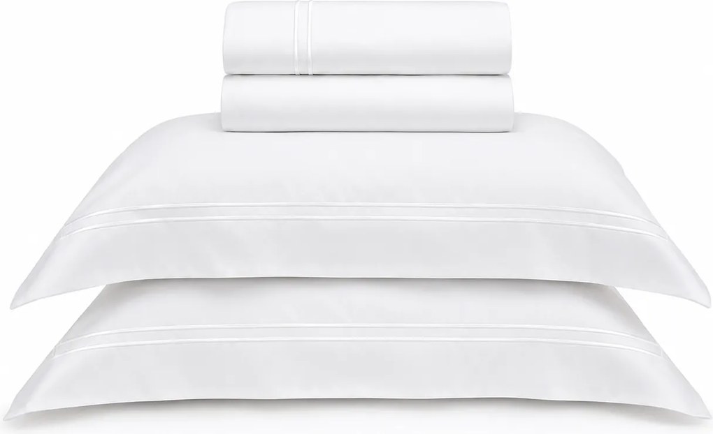 Jogo de Cama Literie 400 Fios Satyn Bambu Branco - Casal  Casal
