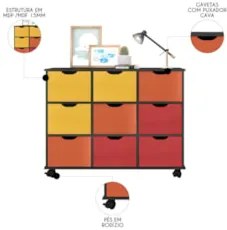 Nicho Organizador com Rodízios Toys 9 Gavetas Q01 Pto/Color - Mpozenat