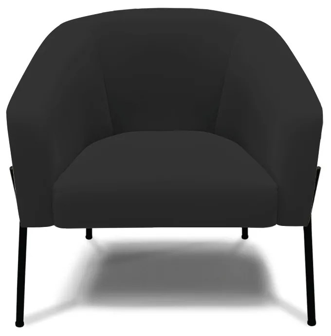 Poltrona Decorativa Pé de Ferro Preto Stella Veludo D03 - D'Rossi - Preto