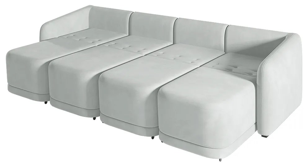 Sofá Cama Modulado Retrátil e Reclinável Decorativo Varsóvia 436cm Veludo Cinza G33 - Gran Belo