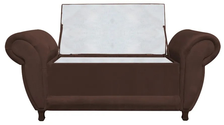 Recamier com Baú Itália Namoradeira Calçadeira Suede Marrom - D'Rossi