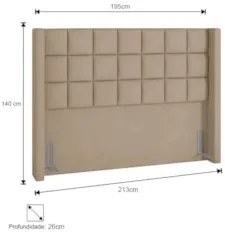 Cabeceira Cama Box Casal King 195cm Pisa Z37 Veludo Bege - Mpozenato