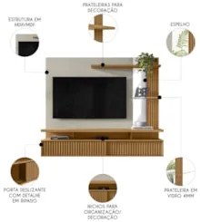 Painel TV 60 Pol e Bancada Suspensa Cherry Nature/Off L06 - Mpozenato