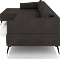 Sofá 4 Lugares 306cm Com Chaise Esquerdo Eko Couro Bordô Z55 - Mpozena