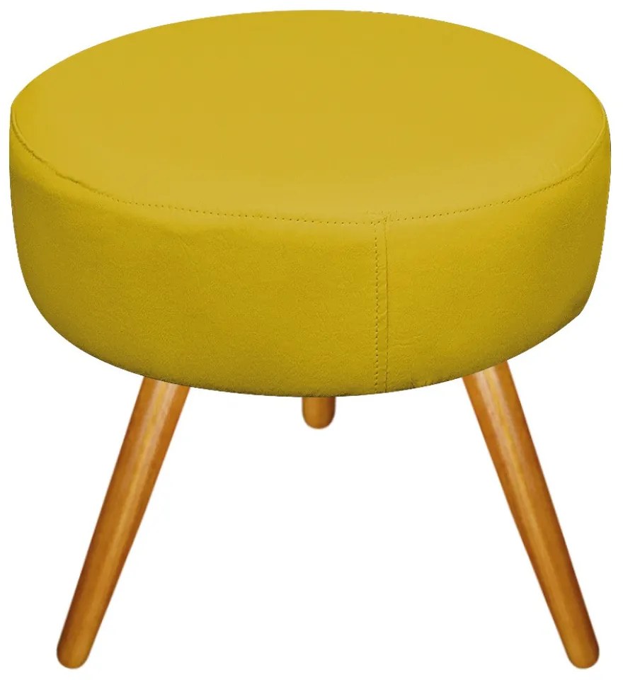 Kit 02 Puffs Sofia Palito Mel Suede Amarelo - ADJ Decor
